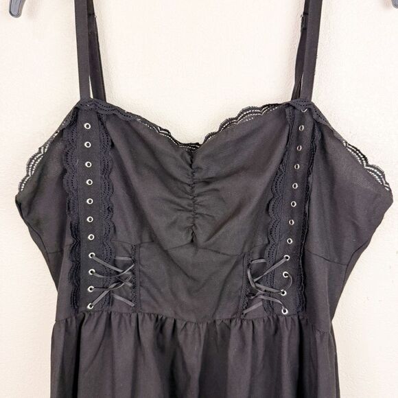 Black Goth Alternative Lace Up Mini Dress XL Halloween Thorn and Fable Hot Topic - Picture 3 of 6